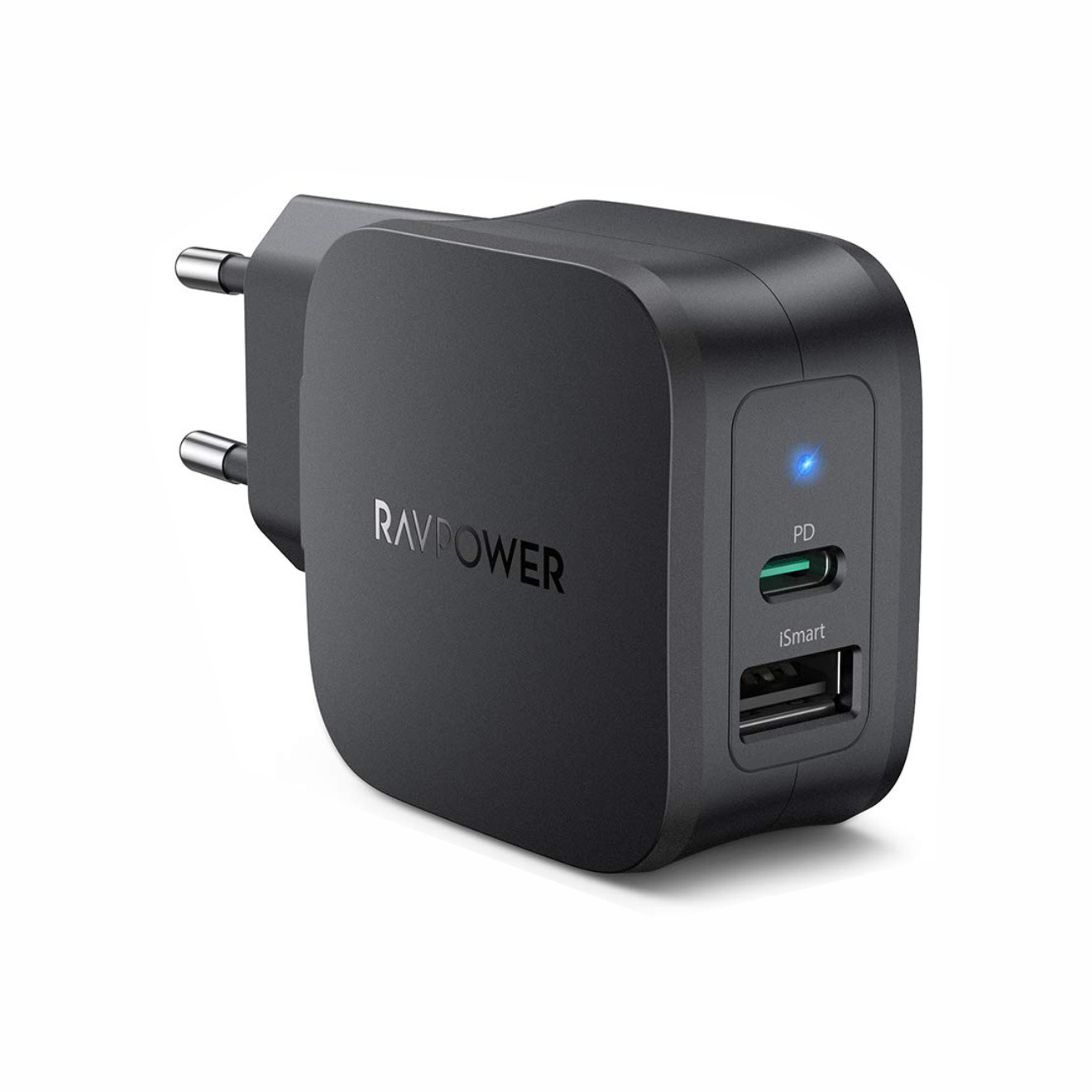 Củ Sạc Điện Thoại 30W 1 Cổng USB Và 1 Type-C PD 18W RAVPower RP-PC132 - Hàng Chính Hãng