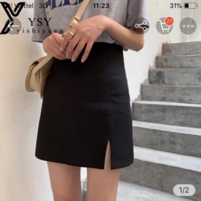 Chân Váy dáng Chữ A sẻ trước độ dài 40cm