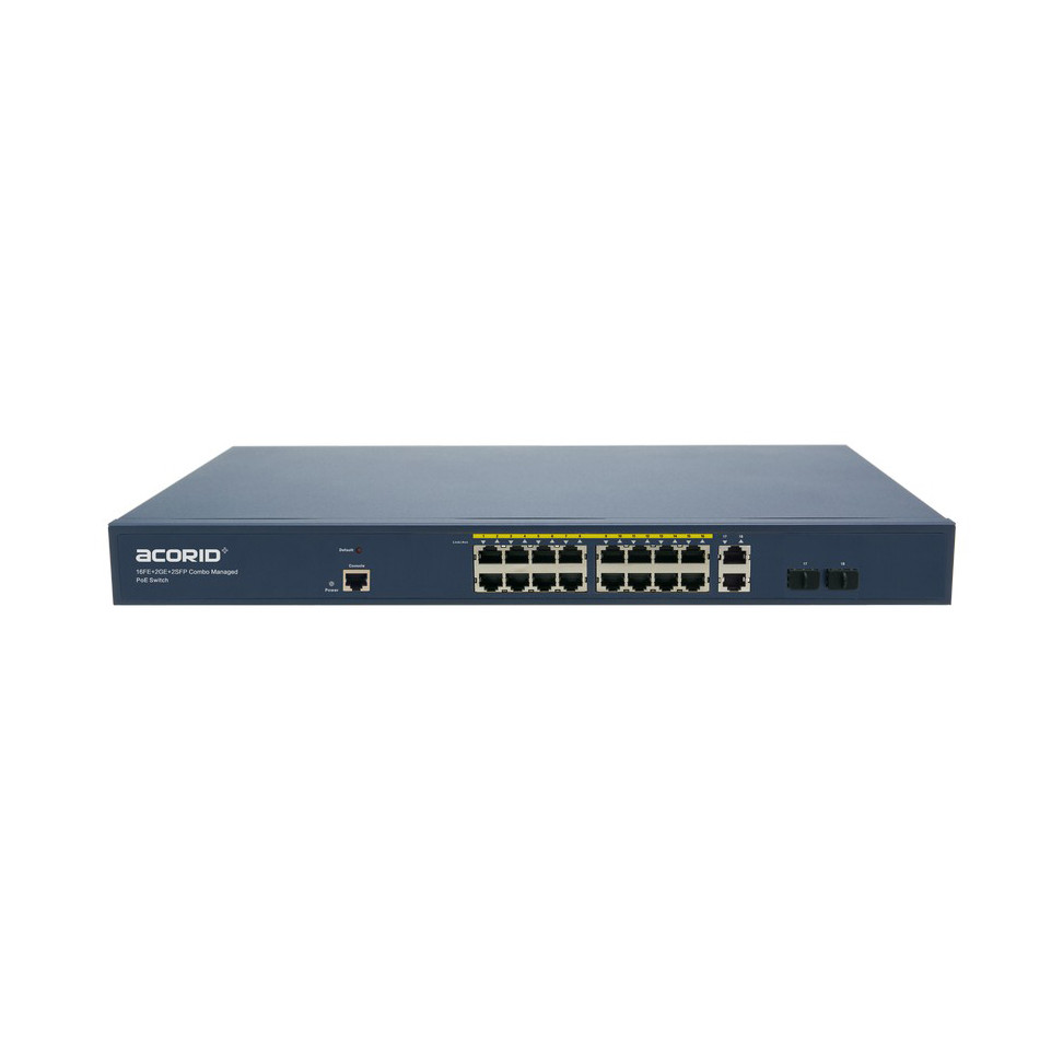 Switch Managed 16 cổng 100Mbqs PoE,  Acorid LS7700-16P2C, 2 GE+ 2 SFP combo uplink, 1 console, chuẩn at, 150W - Hàng Nhập Khẩu