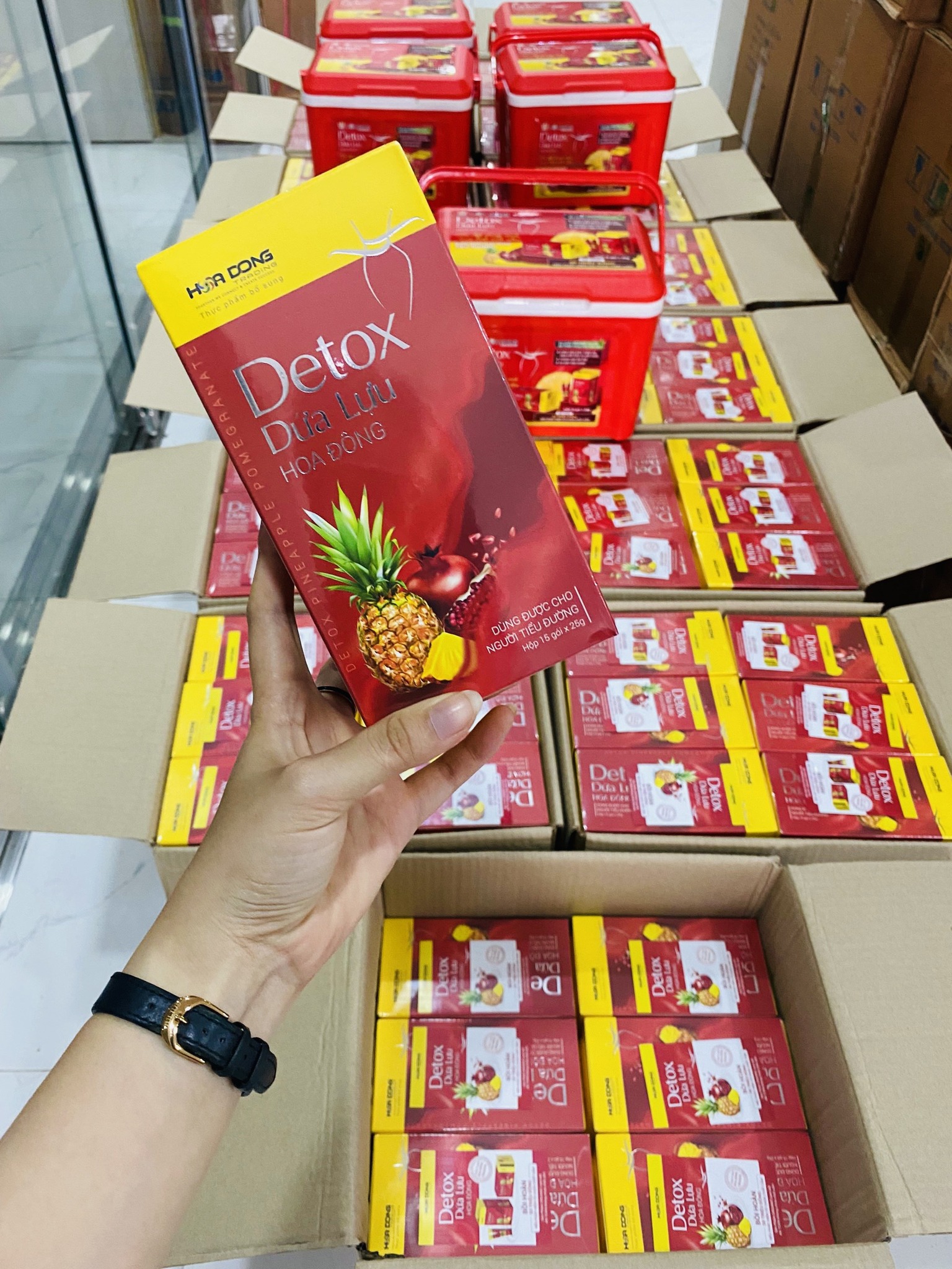 THẠCH DETOX DỨA LỰU HOA ĐÔNG (HỘP 15 GÓI x 25g)