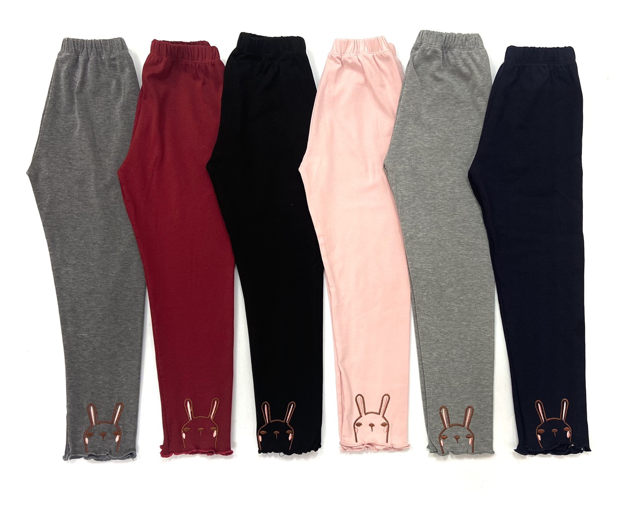 Quần legging bé gái 2-10 tuổi vải cotton co giãn tốt, quần dài cho bé thêu thỏ dáng đẹp không bai xù