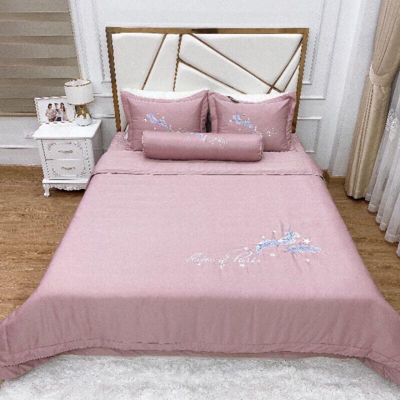 Bộ chăn ga gối trần bông làm phòng cưới siêu xinh
