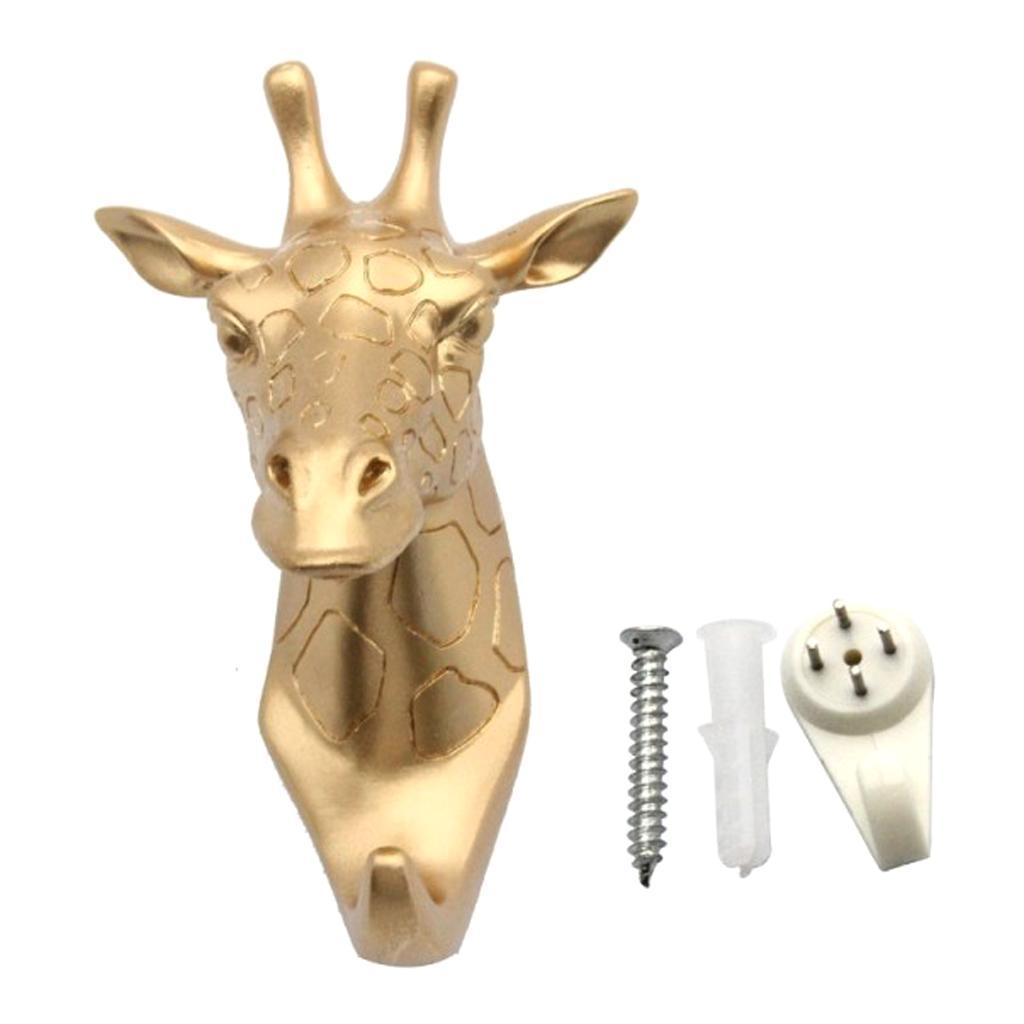 2pcs Giraffe/Elephant Head Hat Hanger Resin Suction Cup Hook for Home Decor