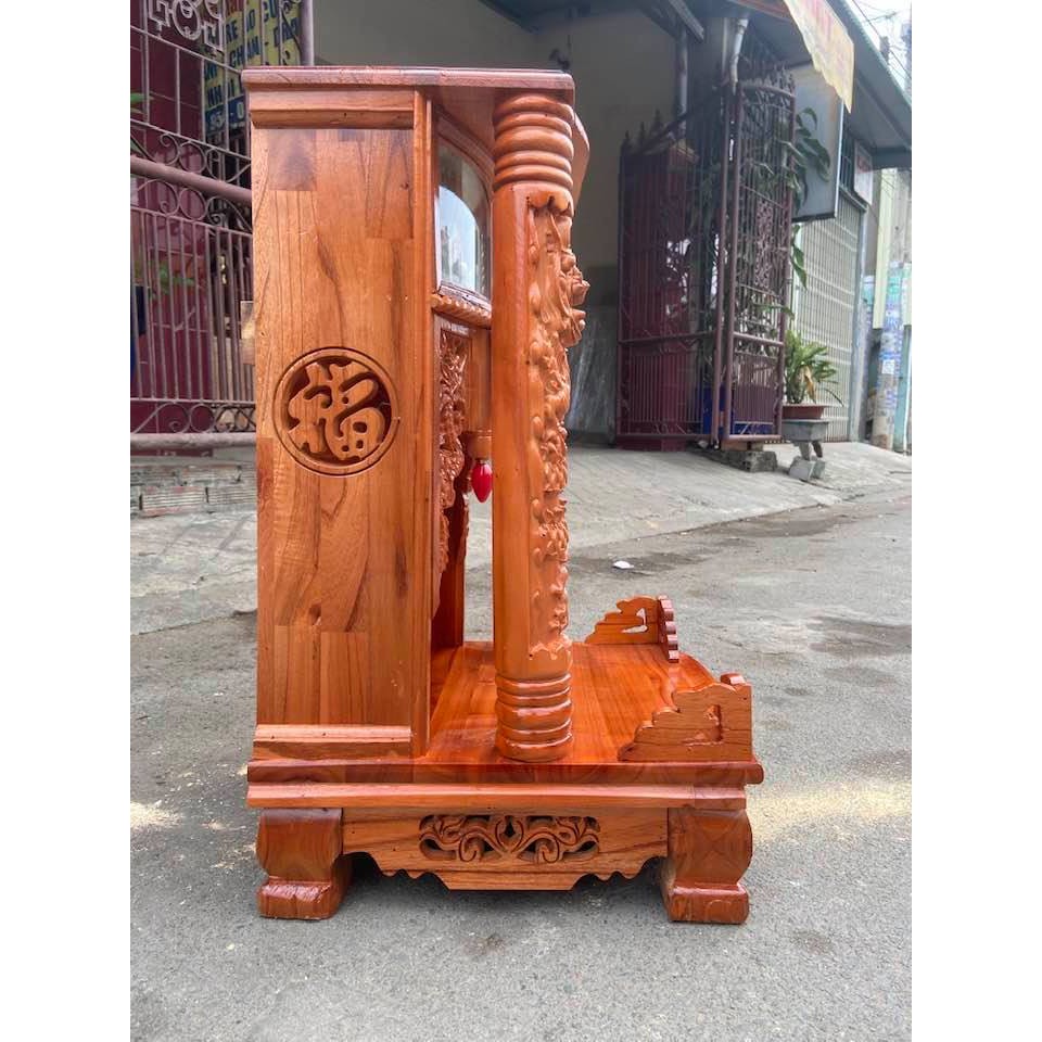 Bàn thờ thần tài ông địa gỗ xoan hộp đèn 48 x 81