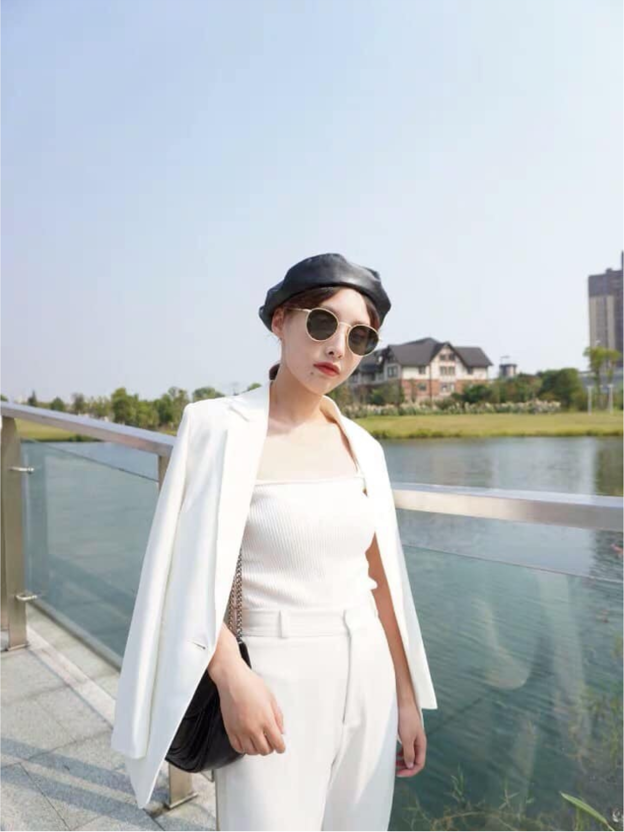 Áo Vest Blazer Nữ Trắng Dài Tay Dáng Suông