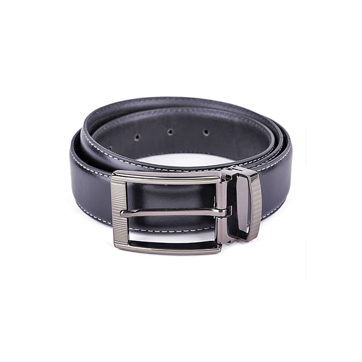 HJ4129 - Dây nịt nam Huy Hoàng viền chỉ màu đen