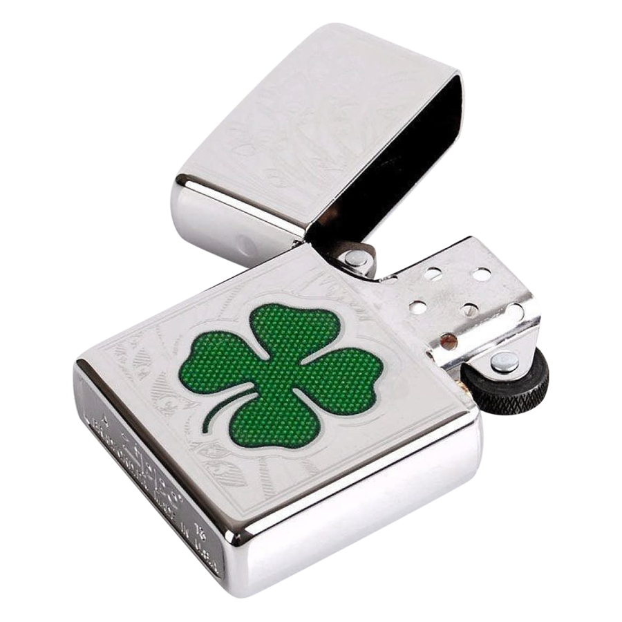 Bật Lửa Zippo Cỏ May Mắn (Khắc In)