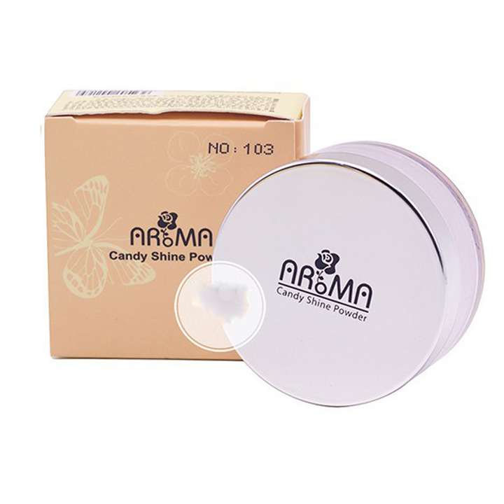 Phấn phủ bột kiềm dầu Aroma Candy Shine Powder Hàn Quốc 10g No.102 Da sáng  tặng kèm móc khoá