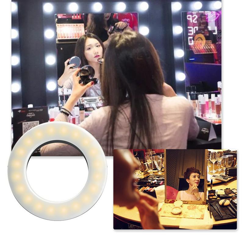 Đèn Led Tròn Gắn Điện Thoại Hỗ Trợ Chụp Ảnh Selfie 3 Màu
