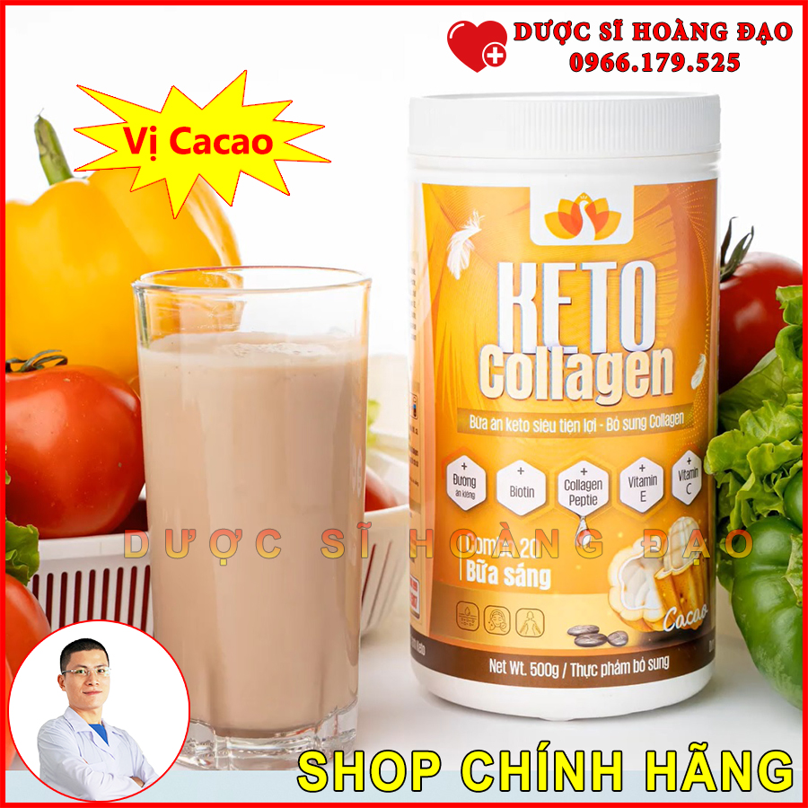 Liệu trình 2 hộp Keto Collagen 500g - Bữa ăn Keto hỗ trợ GIẢM CÂN SIÊU TIỆN LỢI cho người thực hành Keto và người muốn giảm cân - Giảm 3-7Kg/ 1 tháng