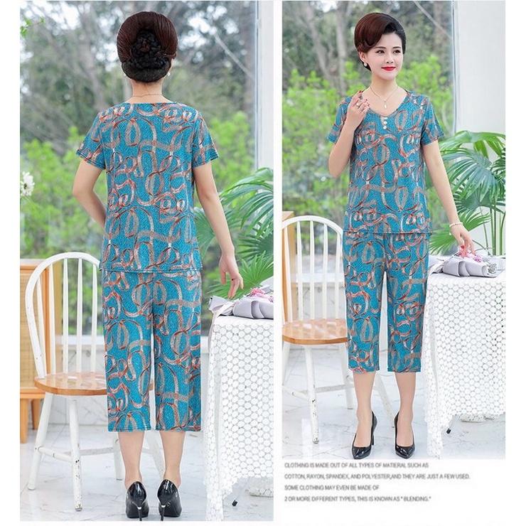 Đồ bộ trung niên nữ- bộ quần áo nữ trung niên cho mẹ bộ thun hoa kiểu dáng sang trọng