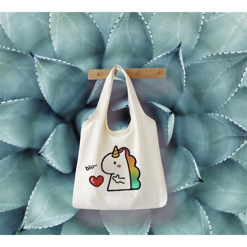 TOTE ĐEO VAI- Túi Nhật canvas- Pony bắn tim- vừa A4