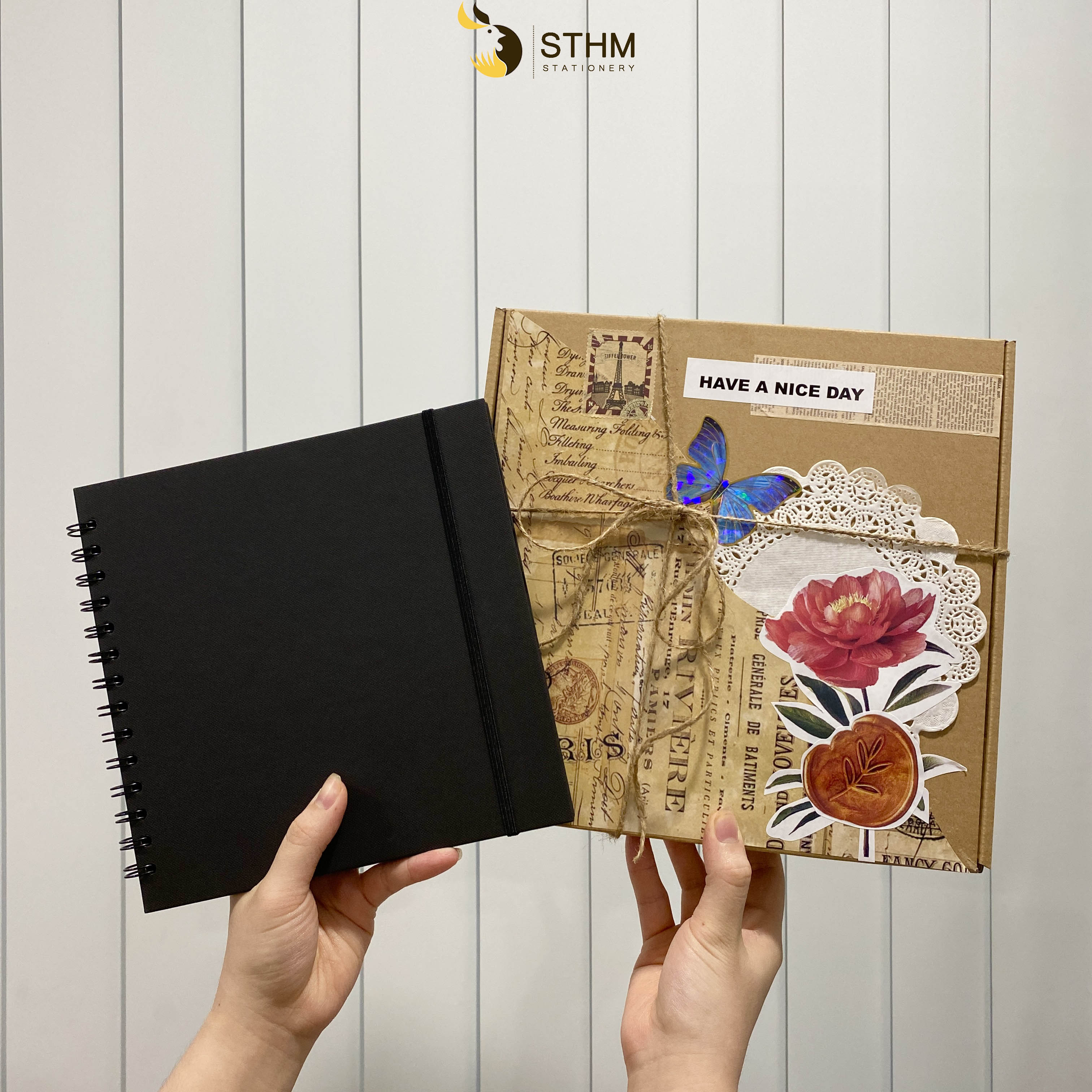 Sổ dán ảnh - Scrapbook 20x20cm 50 trang giấy mỹ thuật cao cấp dày 250gsm - STHM stationery