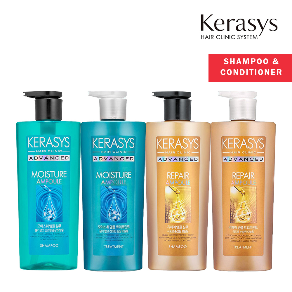 Dầu gội xả phục hồi chuyên sâu dưỡng tóc hư tổn nặng Kerasys Advanced Repair Ampoule Hàn Quốc 600ml