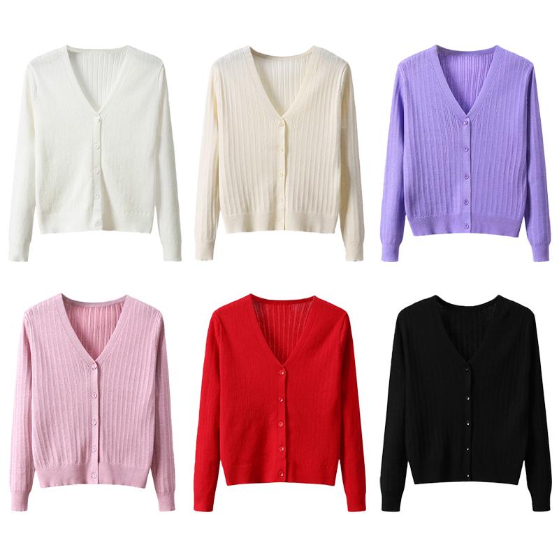 Women Solid Knitted Cardigan Coat Buttoned Front V Neck Long Sleeves Ribbed Autumn Spring Sweater Knitting Coat