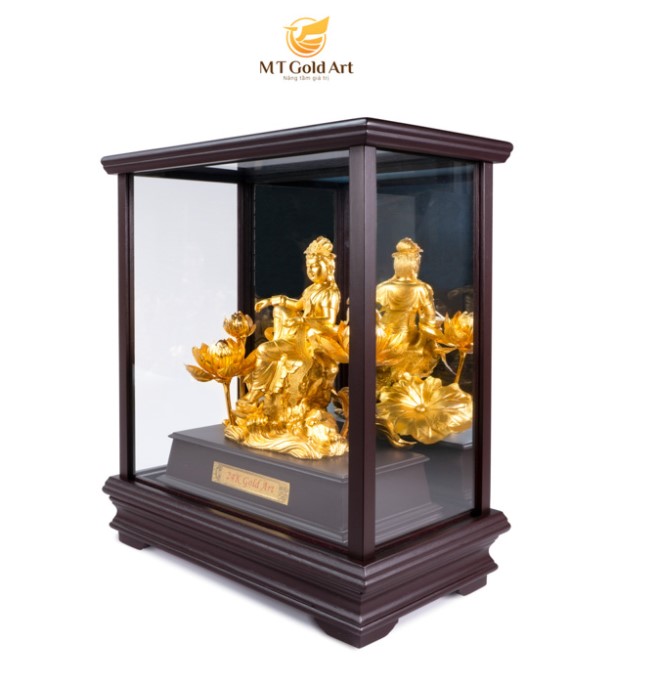Hình ảnh Tượng Phật Bà Quan Âm dát vàng 24k (17x29x34cm) MT Gold Art- Hàng chính hãng, trang trí nhà cửa, phòng làm việc, quà tặng sếp, đối tác, khách hàng, tân gia, khai trương 