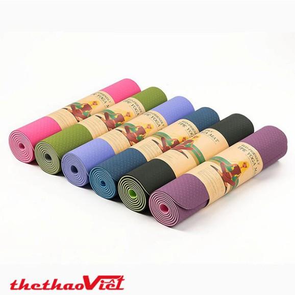 Thảm tập YOGA, GYM 6mm. Chống trượt tập thể dục tpe 2 lớp không mùi, Hàng có bảo hành