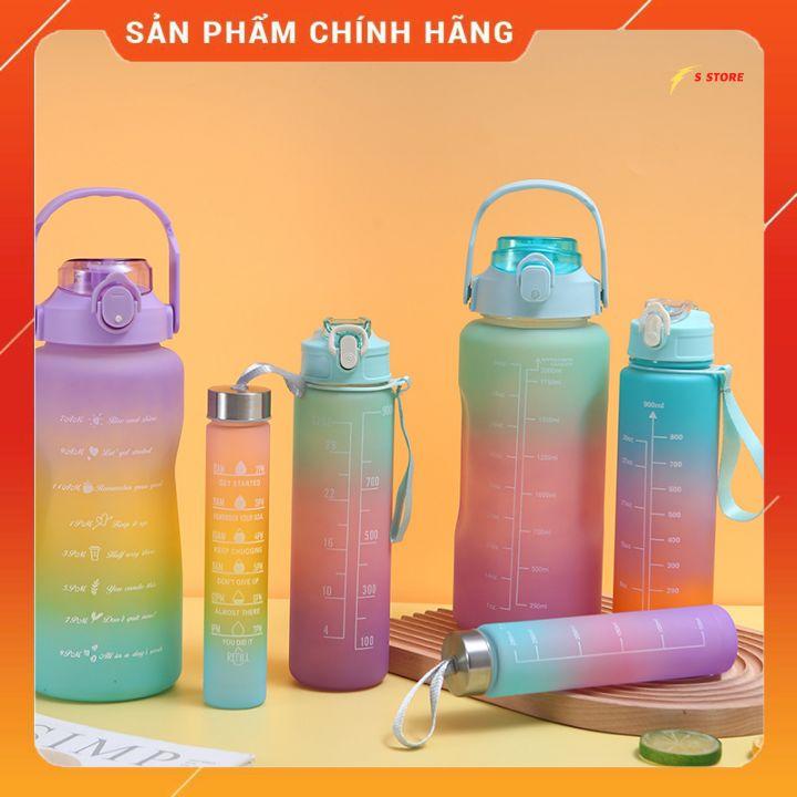 Set 3 Bình Nước Nhắc Nhở Dung Tích 2000ml 900ml và 400ml Nhiều Màu Sắc Tiện Lợi 3 in 1