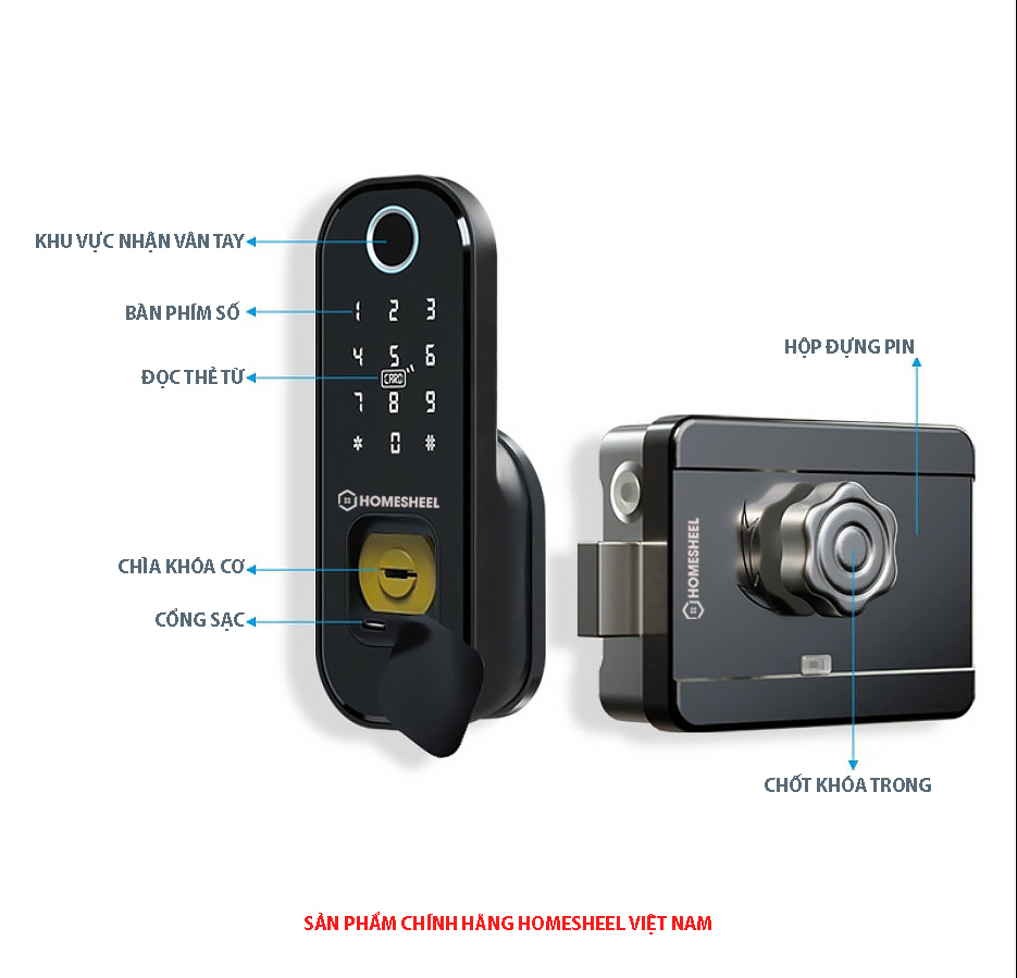 Khóa vân tay Smart Lockdoor Homesheel L8 - Hàng chính hãng