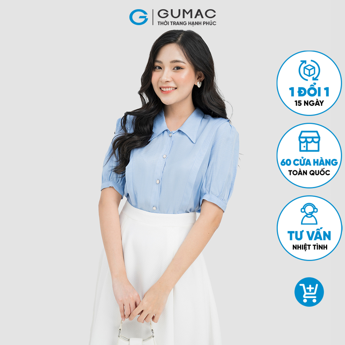 Áo kiểu nẹp cổ bẻ GUMAC AD04062