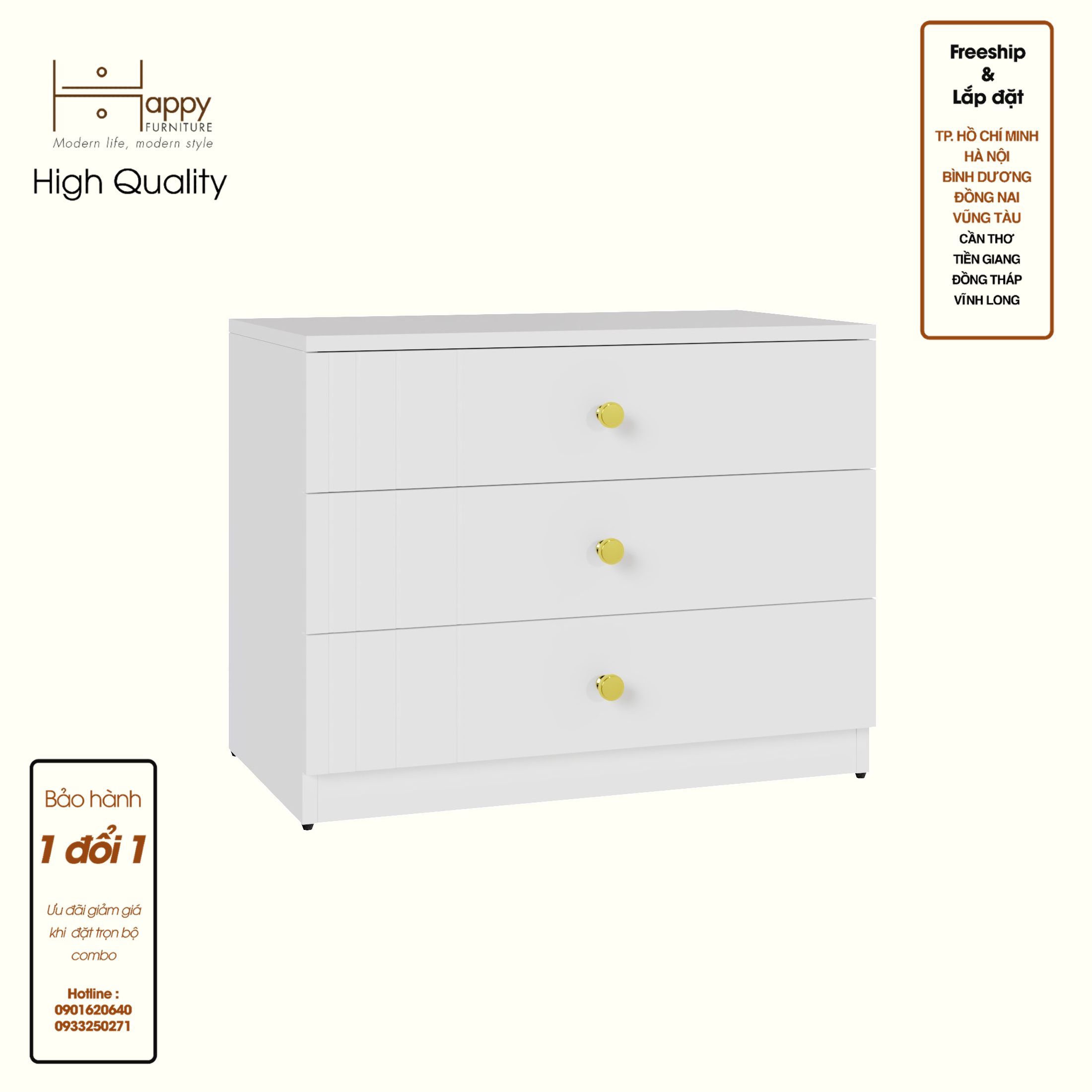 [Happy Home Furniture] JOVIE, Tủ lưu trữ 3 ngăn kéo, 70cm x 40cm x 54cm ( DxRxC), THK_150