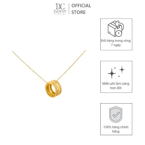 Mặt Dây Danny Jewelry Bạc 925 Xi Vàng Tròn Đính Đá CZ 9.0mm MD028