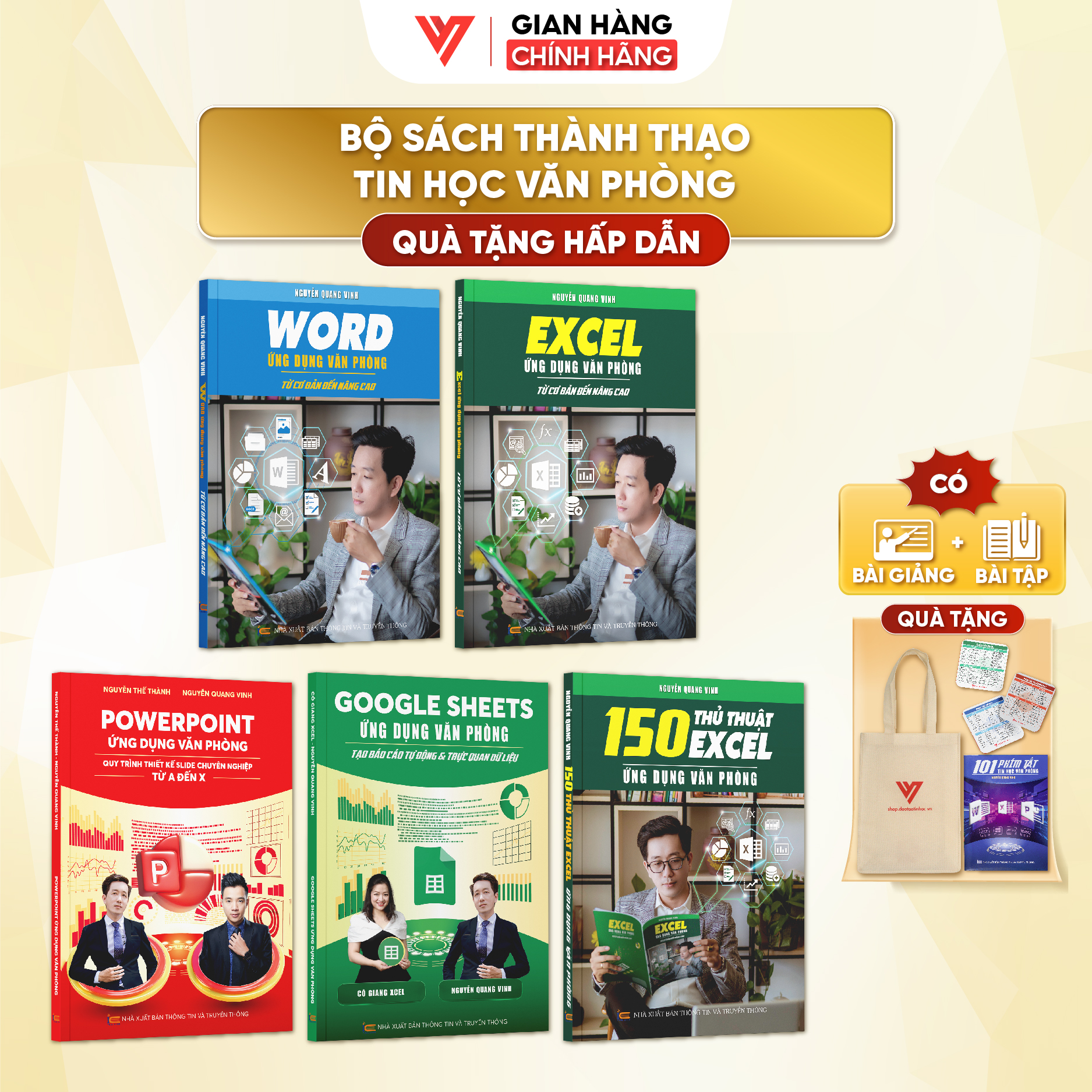 Combo 5 Sách Excel - Word - PowerPoint - GoogleSheet - 150 Thủ Thuật Excel Tin Học Văn Phòng Kèm Khóa Học