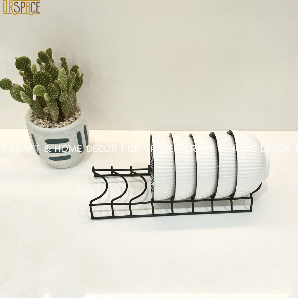Kệ phơi chén dĩa đa năng URSPACE bằng sắt màu đen nhỏ gọn / Kitchen Dish Drain Racks