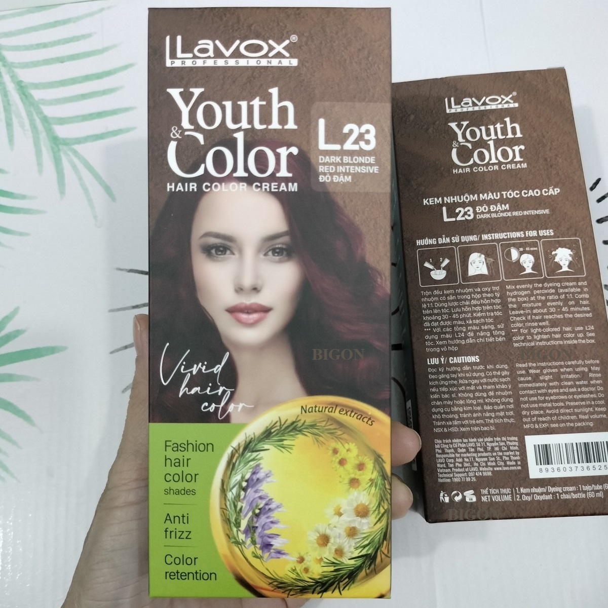 (Đỏ Đậm - L23) Kem Nhuộm Tóc Màu Thời Trang Lavox Youth&Color L23 - Màu Đỏ Đậm