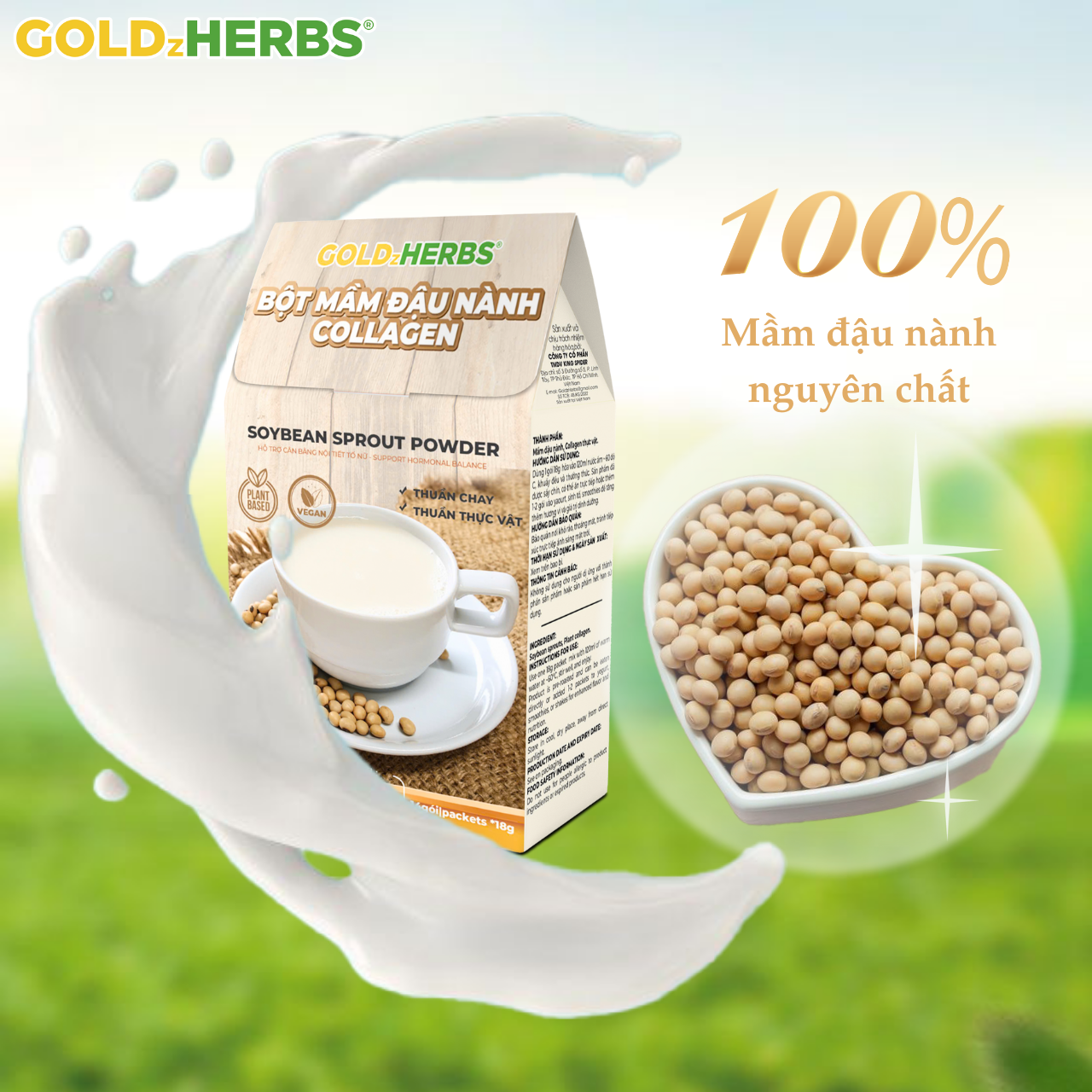 Bột mầm đậu nành Collagen GoldzHerbs – 14 gói/ 500g