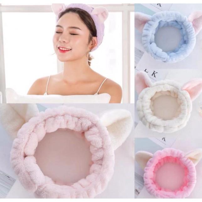 Băng đô rửa mặt tai gấu dễ thương dày dặn