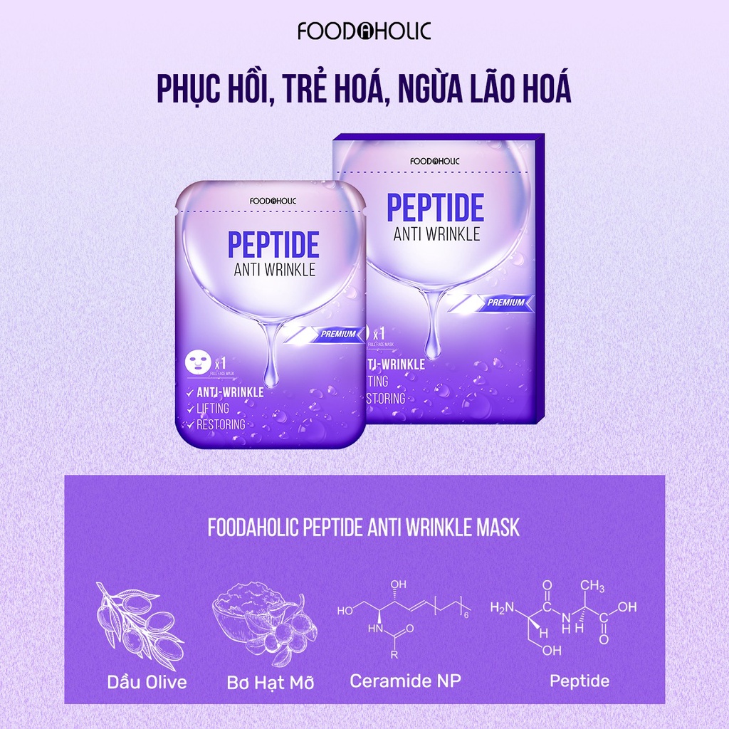 Mặt Nạ FOODAHOLIC Peptide Hỗ Trợ Trẻ Hoá & Mờ Nếp Nhăn 23ml - Sản Phẩm Chính Hãng Tại Zitore