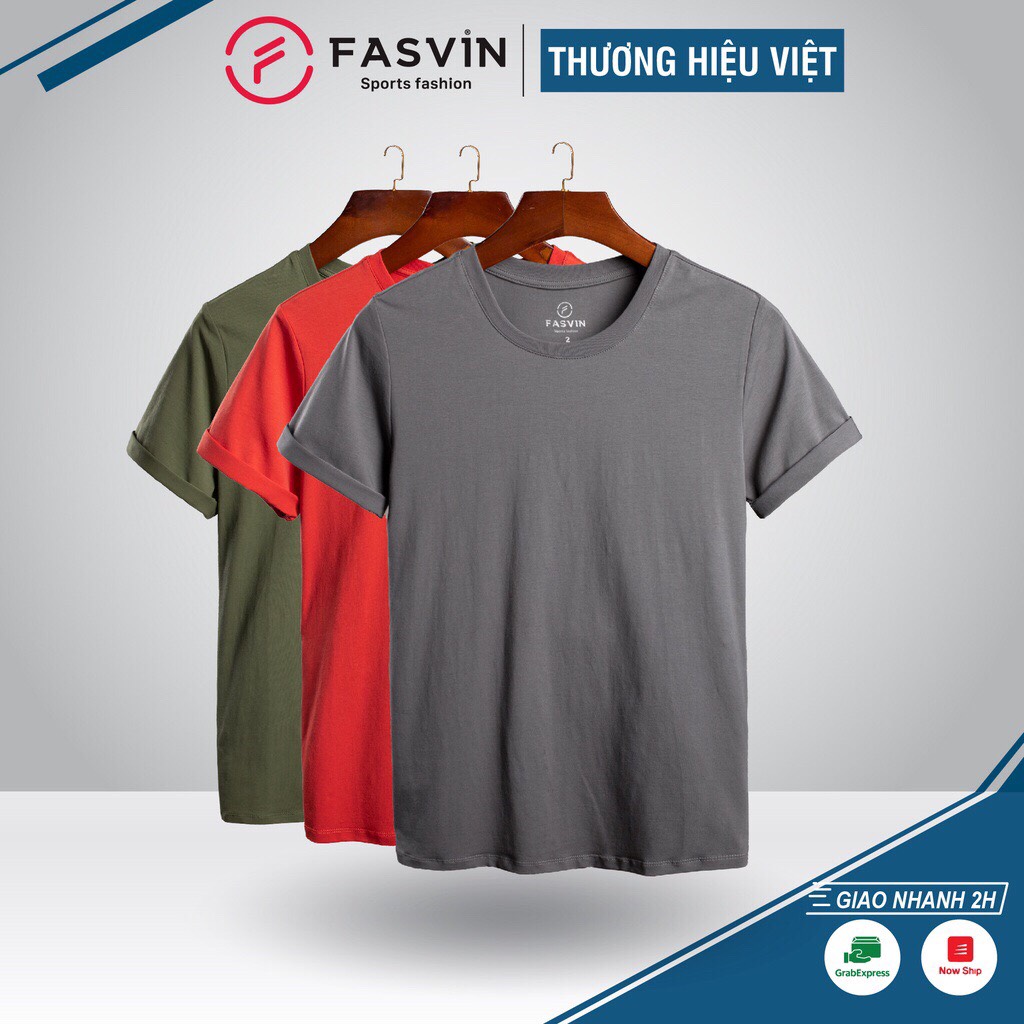  Áo thun nam Fasvin TS20218.HN ngắn tay không cổ vải cotton