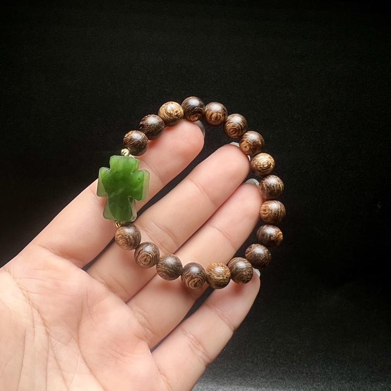 Vòng tay trầm_sánh mix ngoc bích 8li