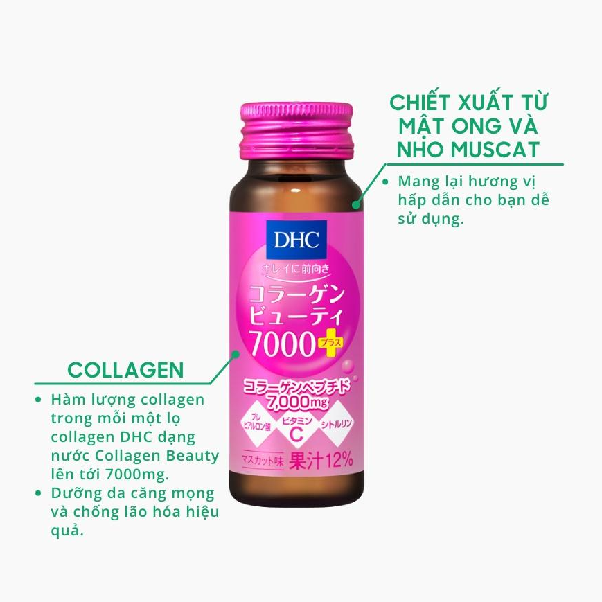 Hộp collagen nước DHC Collagen Beauty 7000 Plus nước uống tràn năng lượng, đẹp da đến từ Nhật Bản