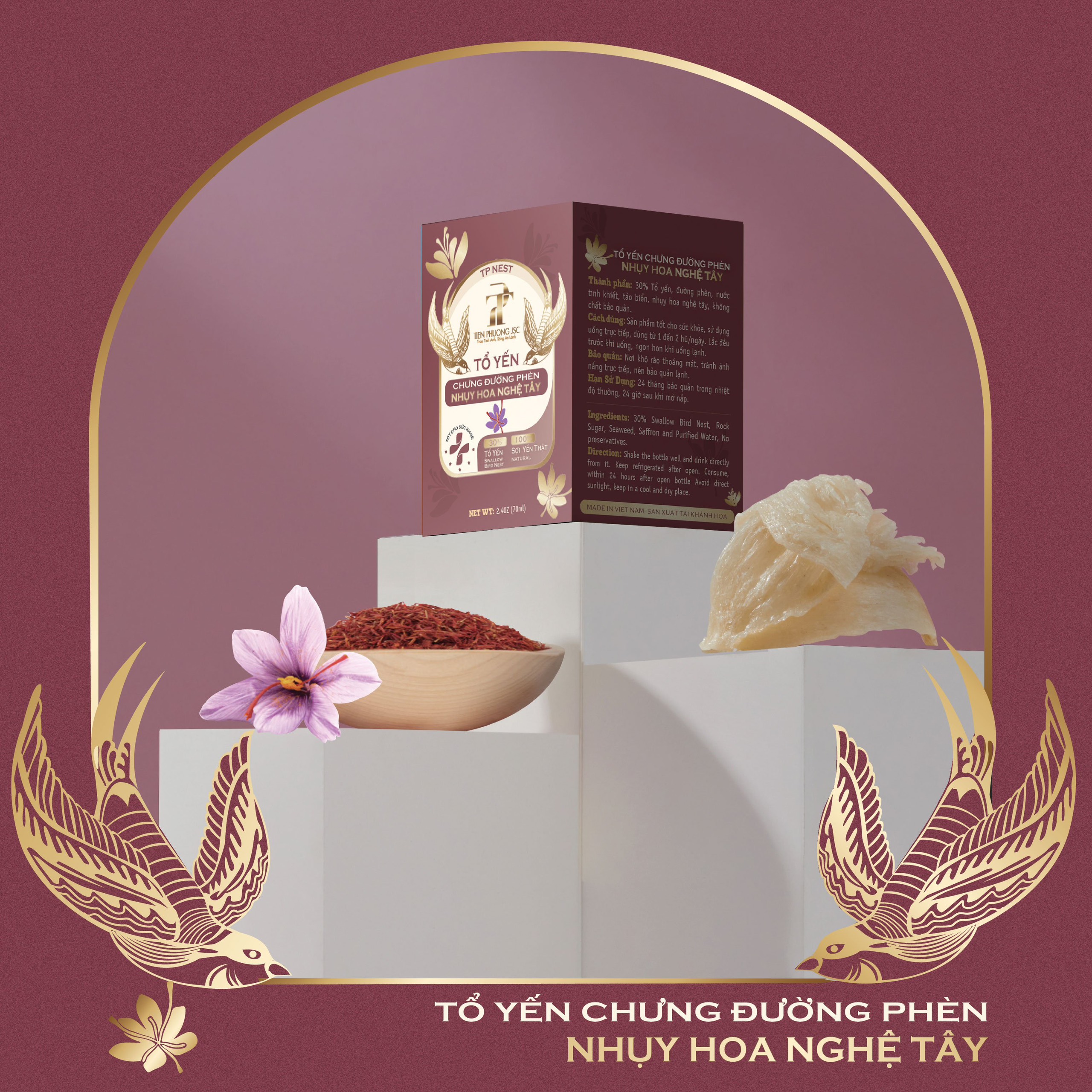Tổ yến chưng đường phèn Nhụy hoa nghệ tây - Tiến Phương