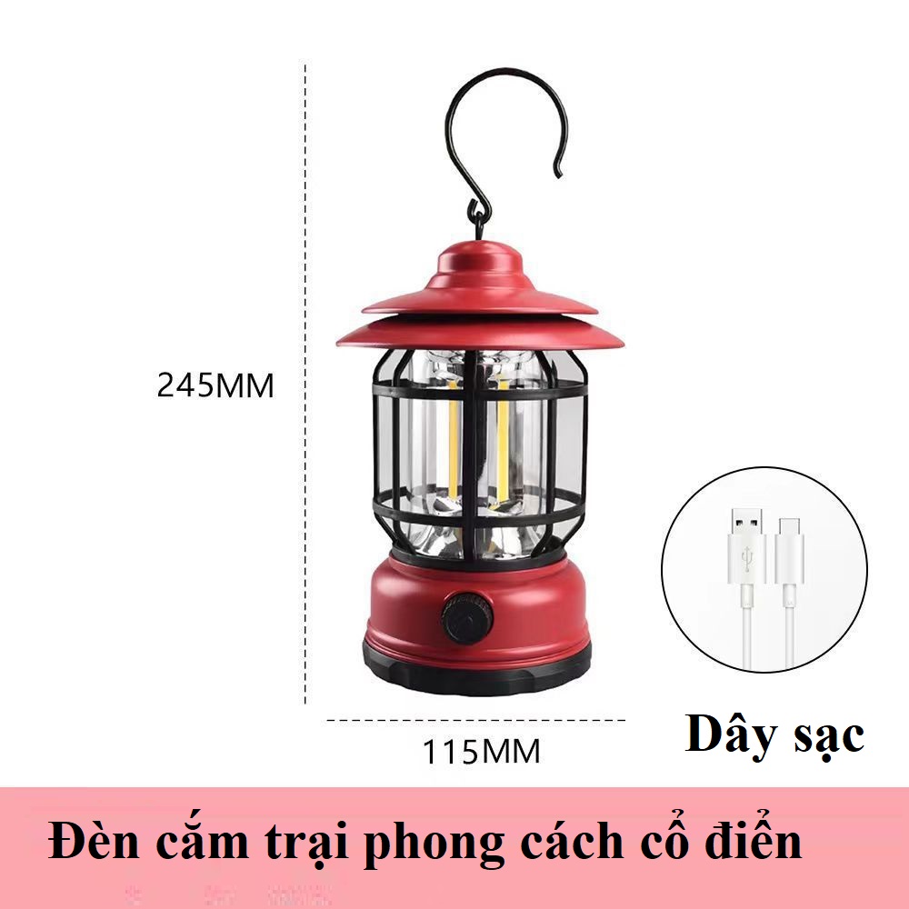 Đèn Tích Điện, Đèn Cắm Trại, Đèn Dã Ngoại Du Lịch Sạc USB Tiện Lợi