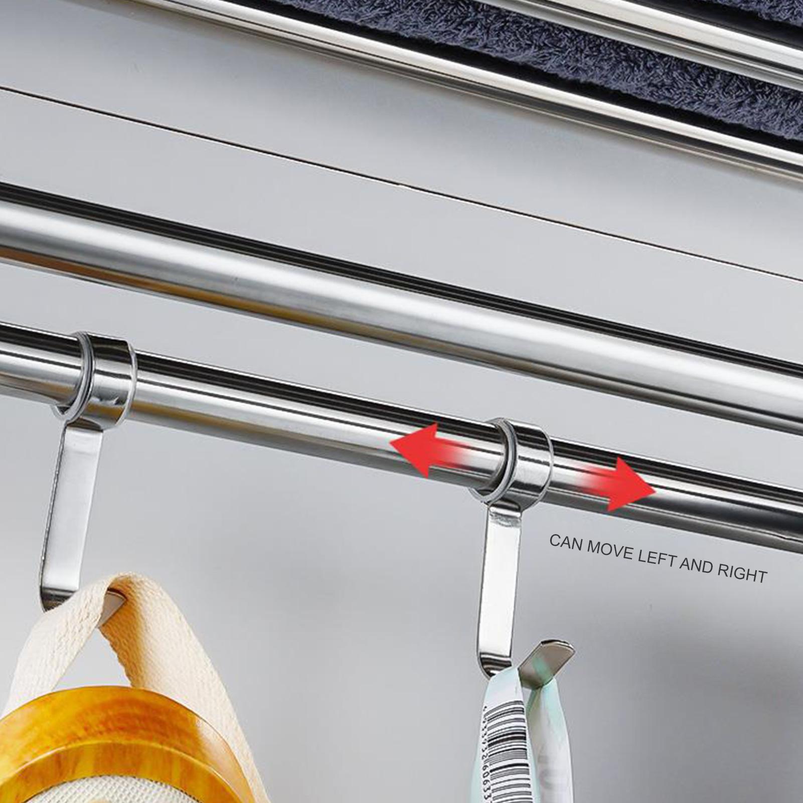Giá để khăn tắm treo tường 2 tầng với 4 móc có thể tháo rời bằng thép không gỉ