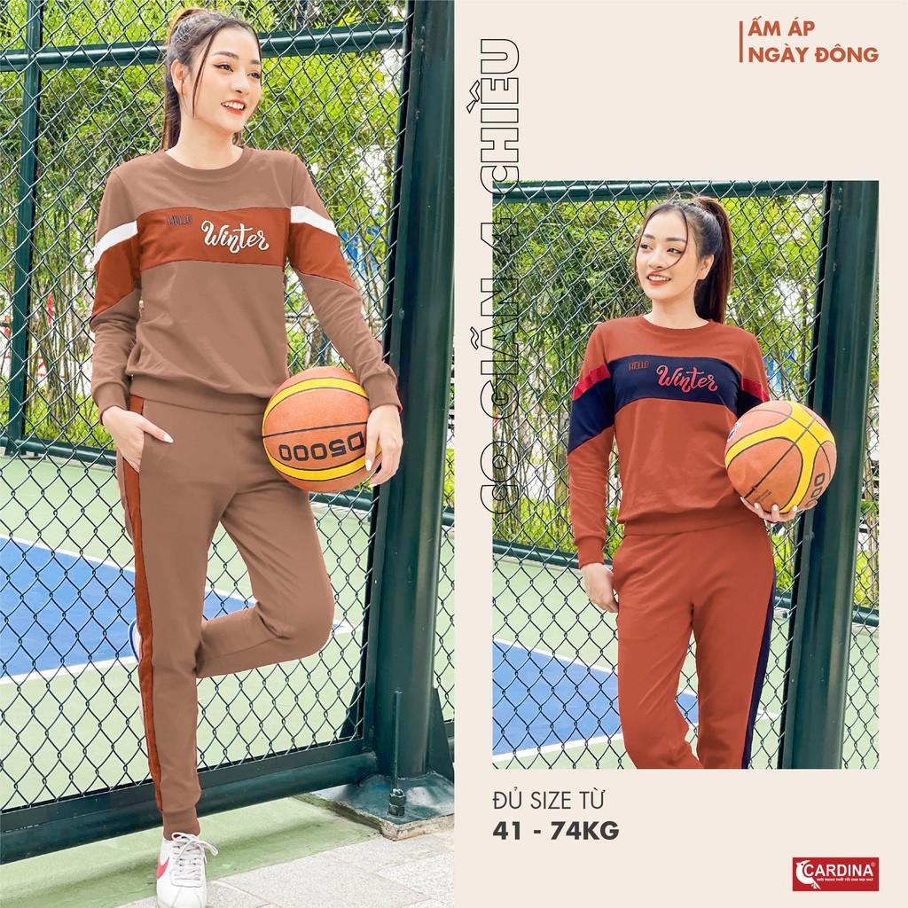 Bộ Nỉ Nữ Thu Đông, Phong Cách Thể Thao, Phối Màu Tinh Tế, Trẻ, Đẹp, Năng Động, Giá Tốt