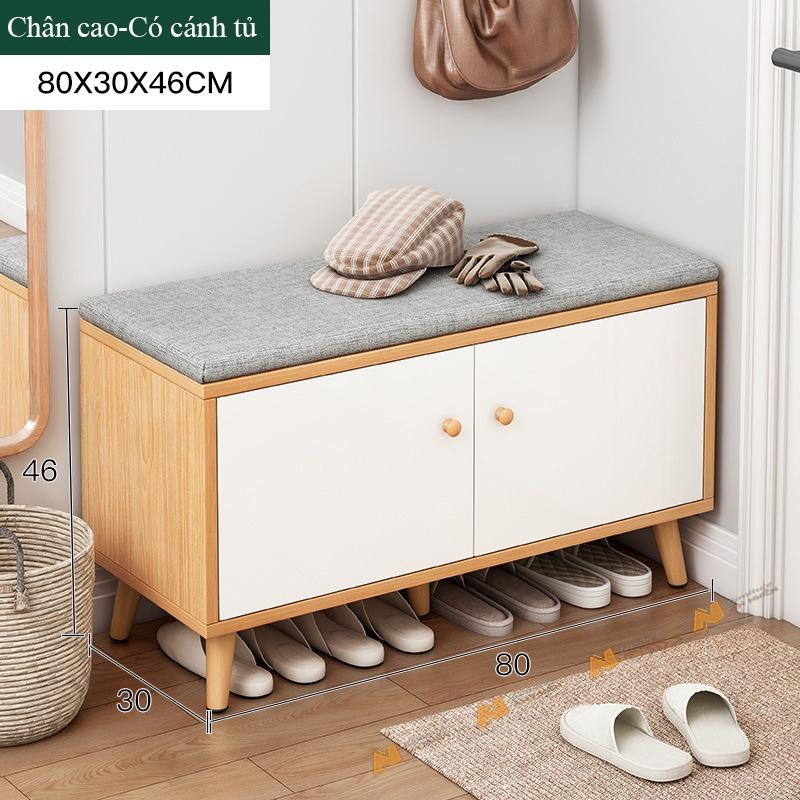 Made in VN Tủ giày chân gỗ có cánh tủ chống bụi bẩn gỗ mdf 17mm công ty Mộc Phát độ bền trên 30 năm AN042