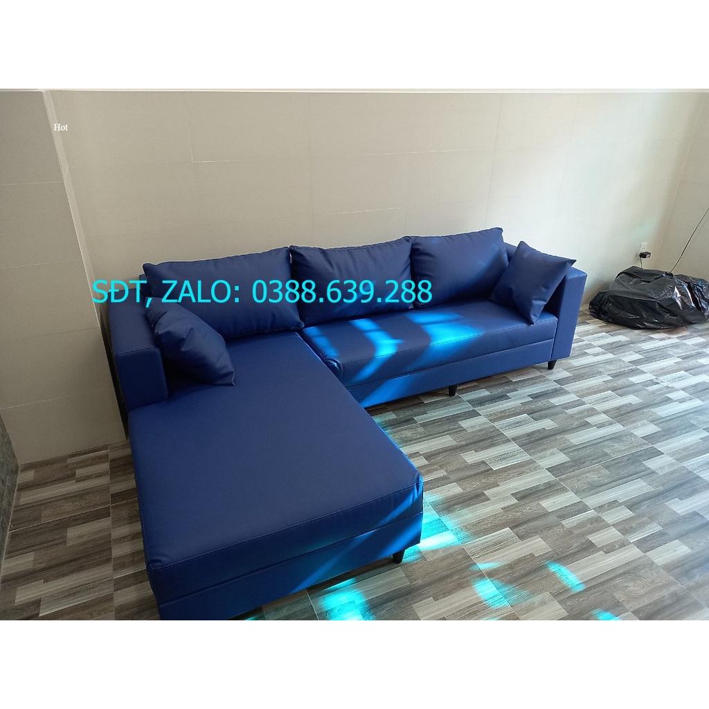 Sofa góc da xanh EB-01 Bình Long sofa 2m5 x 1m5
