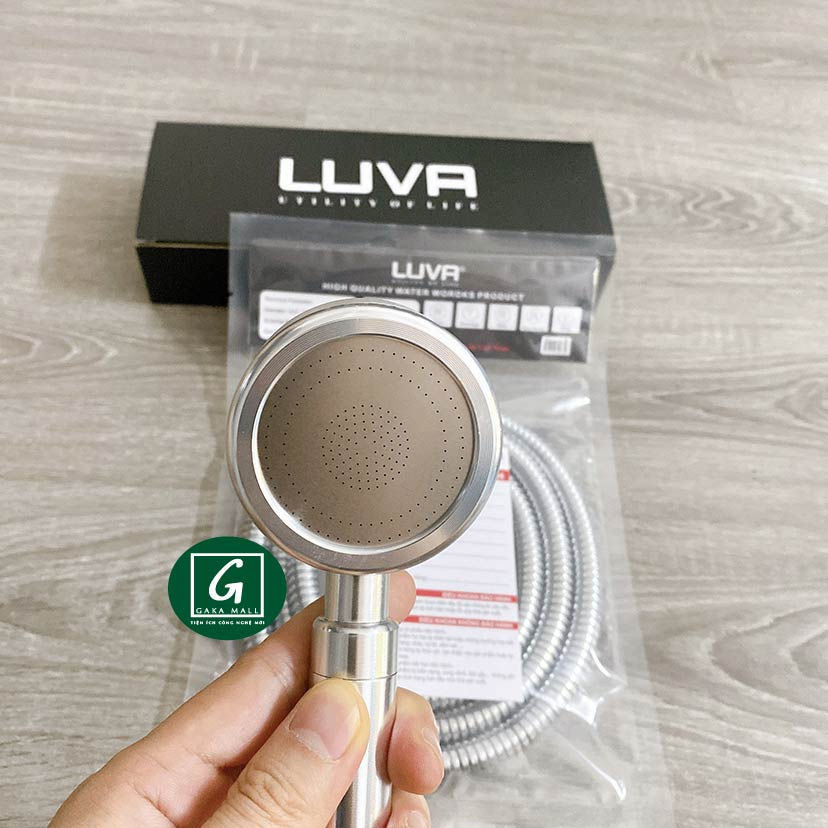 Combo vòi hoa sen Luva VS3 kèm dây sen Luva dài 1.5m, lõi đồng, inox 304, BH 1 năm đổi lỗi 30 ngày