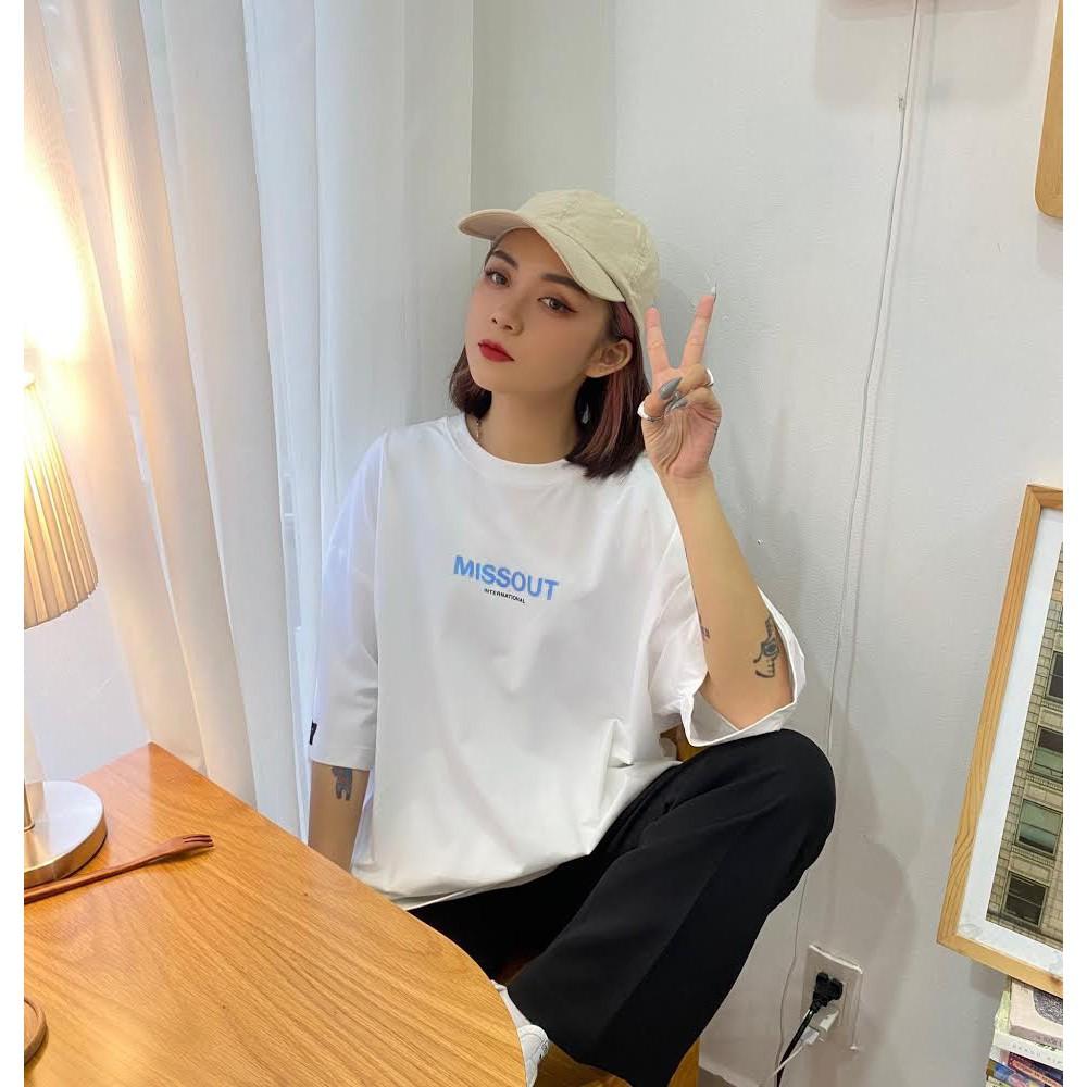 Áo thun tay lỡ MISSOUT phông Unisex nam nữ tee oversize form rộng pull Ulzzang Streetwear Hàn Quốc vải mềm