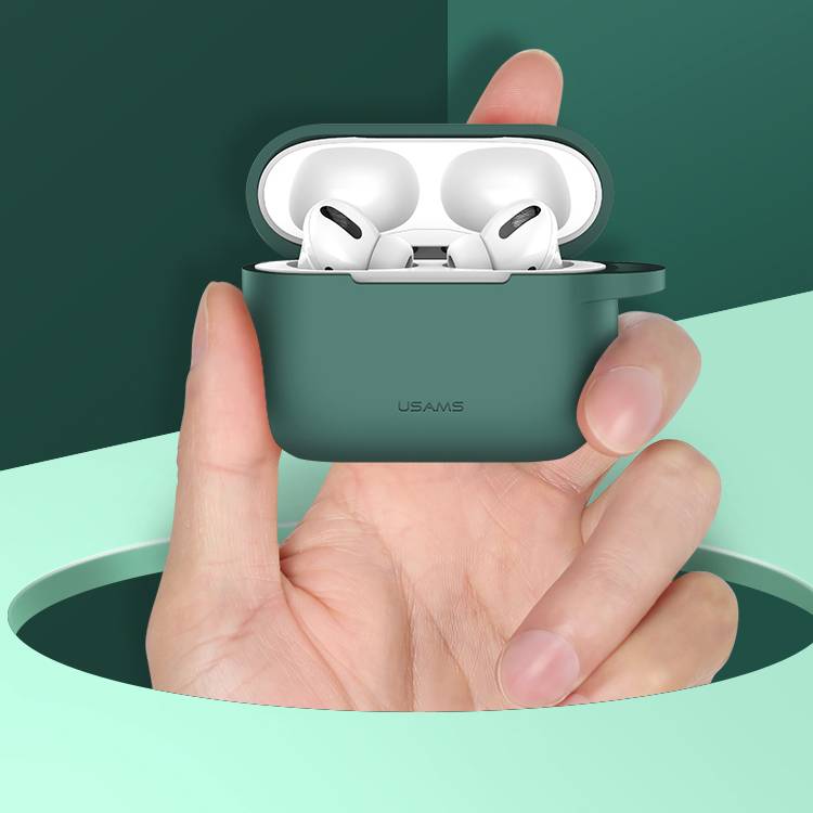 Đen - Bao case chống sốc silicon cho tai nghe Apple Airpods Pro hiệu Usams BH568 ( siêu mỏng 2mm, chống vân tay, chống bám bẩn, chống va đập, vật liệu cao cấp) - Hàng nhập khẩu