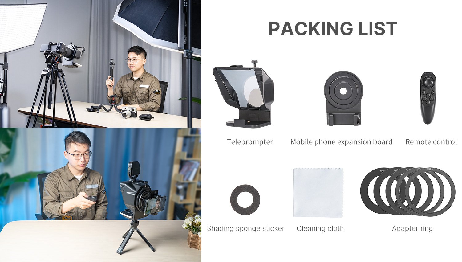 Ulanzi Teleprompter PT-15 - Máy Nhắc Chữ Mini Dùng Cho Điện Thoại, Máy Ảnh, Máy Quay - Hàng Chính Hãng