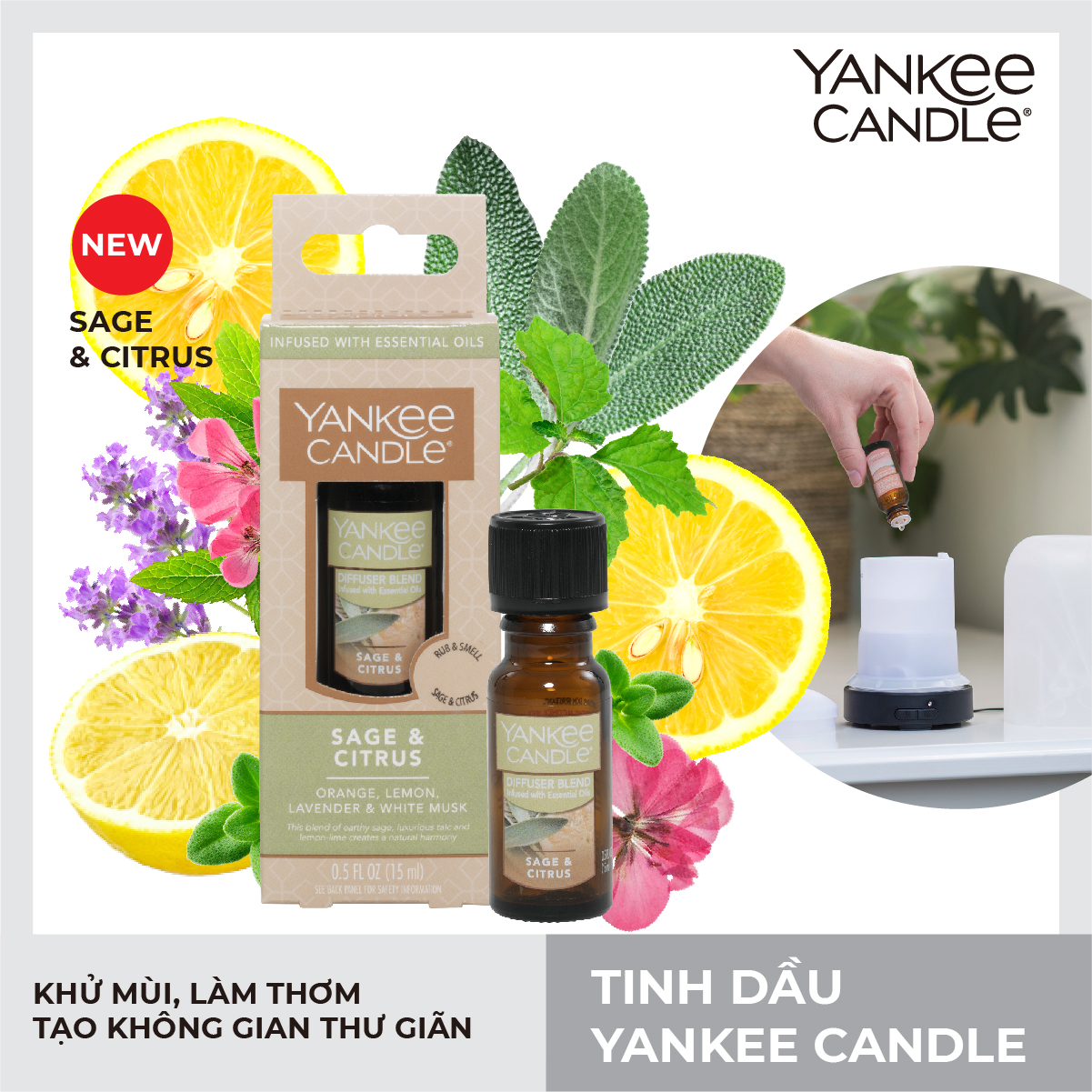 Tinh dầu Yankee Candle - Sage & Citrus (15ml)