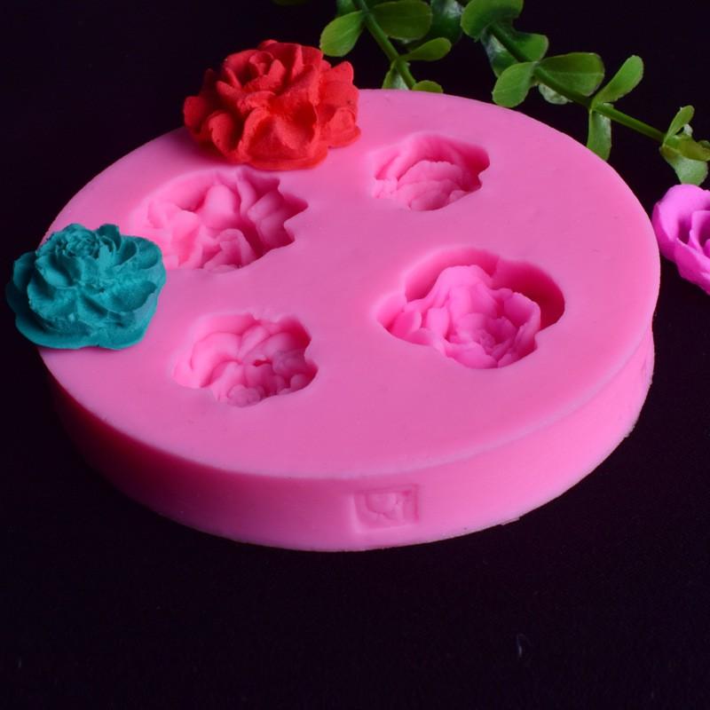 Khuôn silicon 3D 4 hoa hồng
