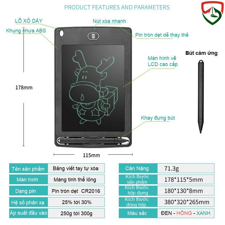 Sỉ 25k-Bảng Viết Bảng Vẽ Điện Tử Thông Minh LCD Tự Động Xóa Thúc Đẩy Tư Duy Sáng Tạo Cho Bé