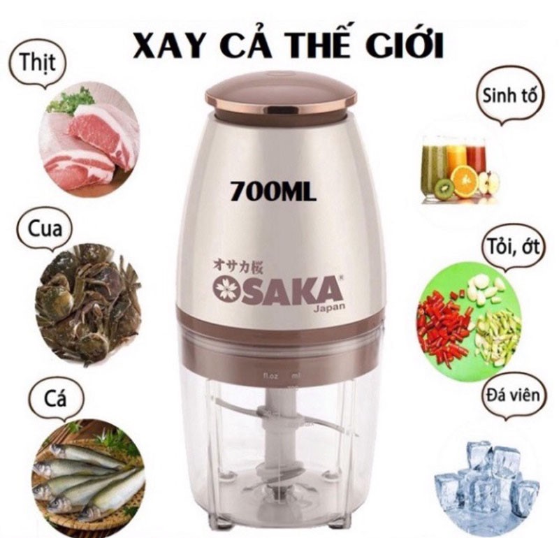 Máy Xay Cắt Đa Năng Osaka Nắp Đồng Cao Cấp Nhật Bản, Máy Xay Thịt, Máy Xay Sinh Tố - Hàng Chính Hãng