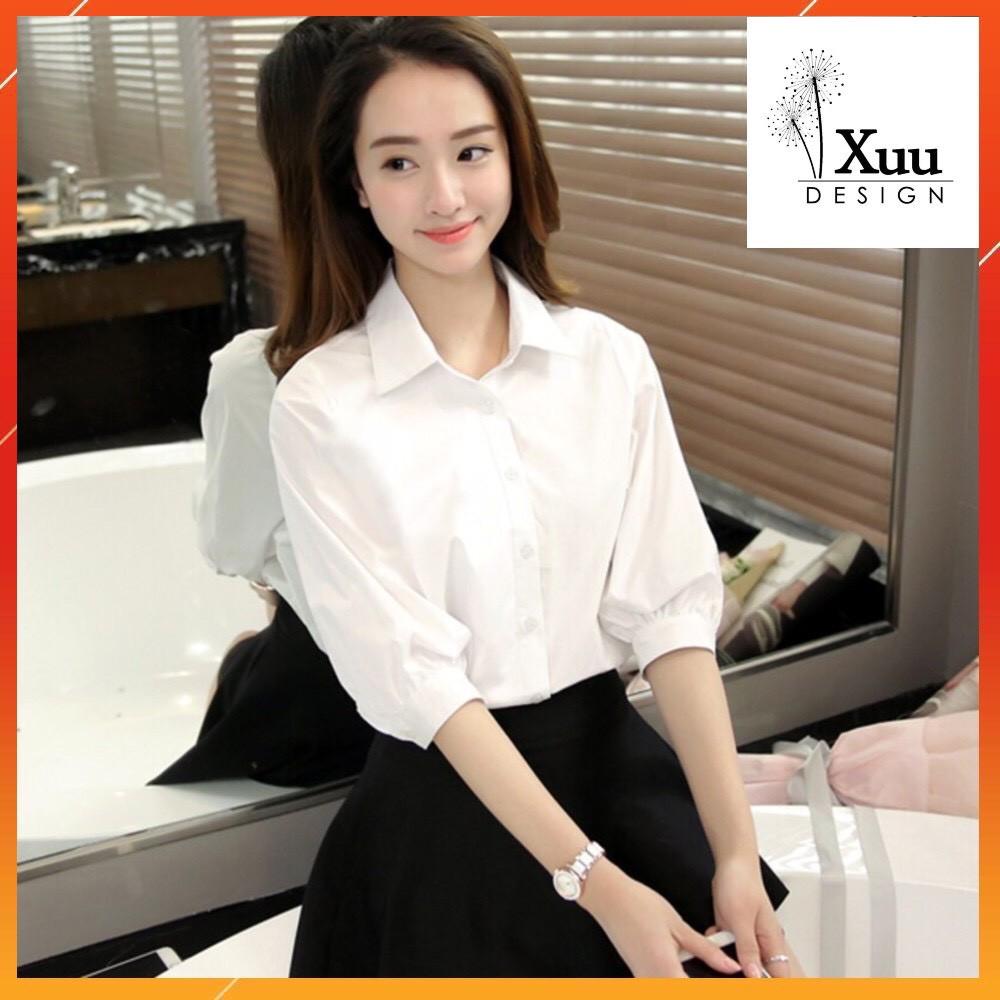 Áo sơ mi tay lửng màu trắng quốc dân